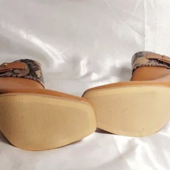 Just Fab Ankle Zip Booties Black Tan Snake Print Cream Faux Leather Snake SZ 6 - Picture 4 of 6